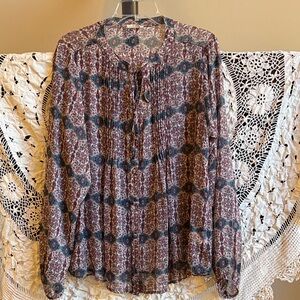 Kori Floral Patterned Women's Boho Top Size Large